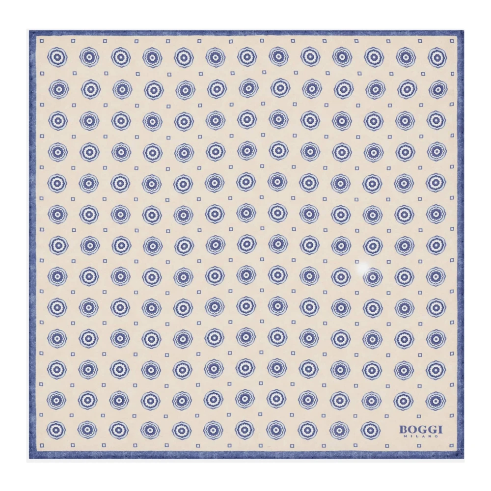 Boggi Milano Zijden Zakdoek met Medaillons Motief Blue Heren