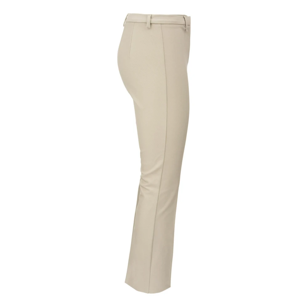 Max Mara Stretch Katoenmix Broek met Uitlopende Onderkant Beige Dames