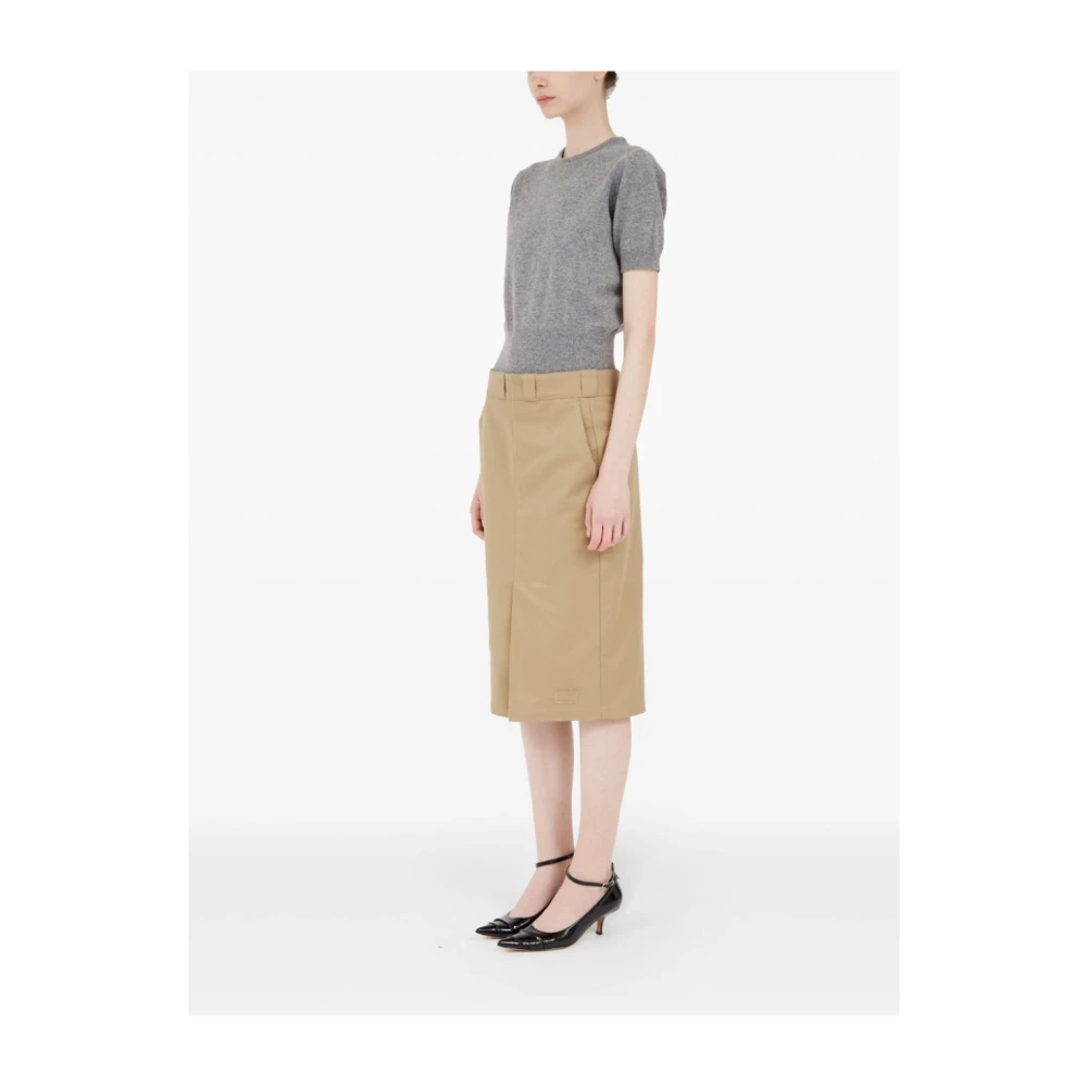 Maison Margiela Beige Katoenmix Rok met Split Brown Dames