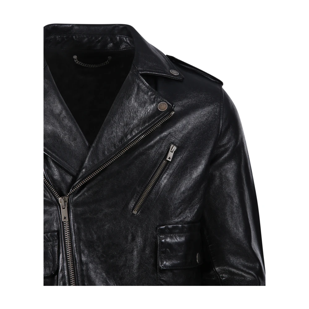 Golden Goose Zwarte Bikerjas Black Heren