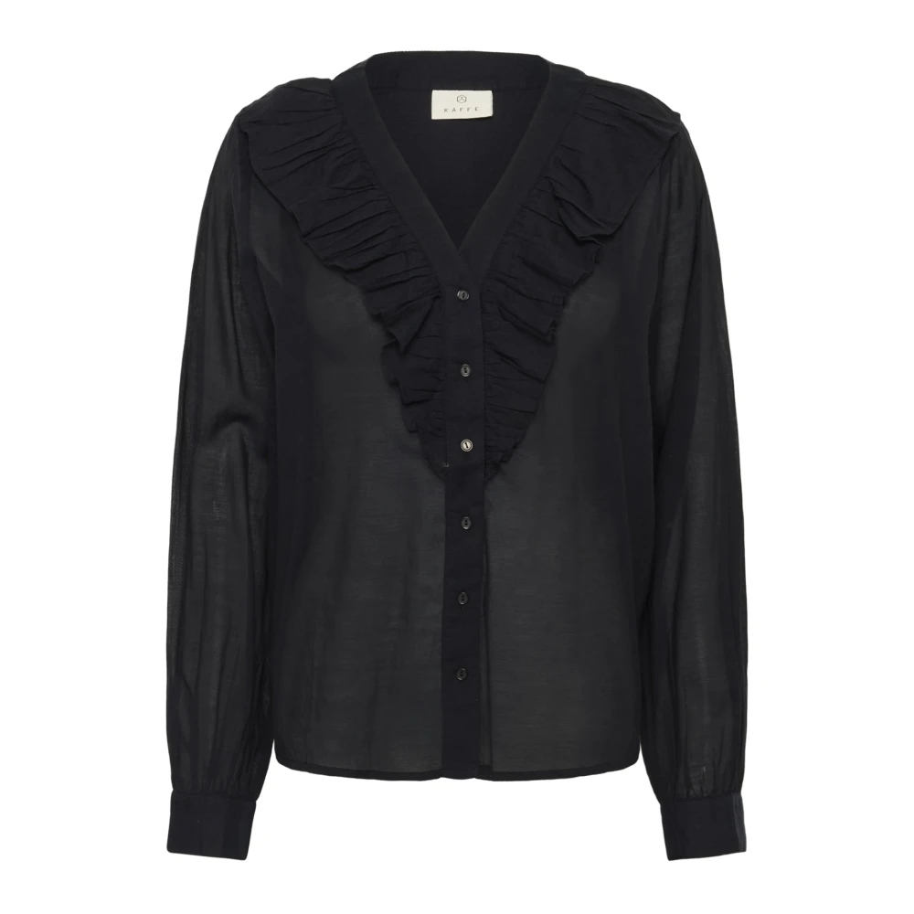 Kaffe Women's Black Kalane Frill Blouse - Blouses - Xs - Blouses & Shirts