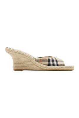 beige-check-pattern-slip-on-wedges