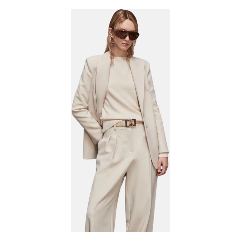 PATRIZIA PEPE Beige Leren Riem met Fly Stud Beige Dames