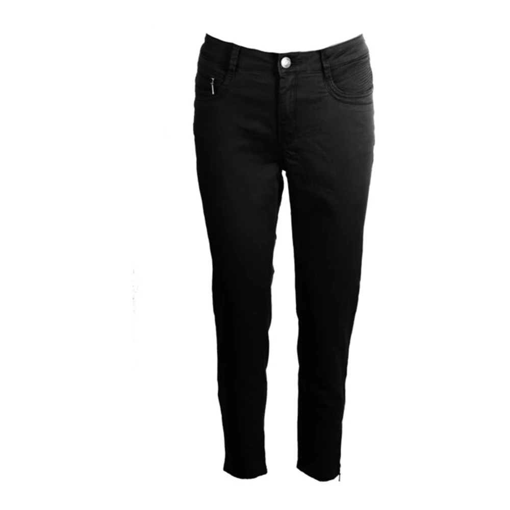C.ro Women's Black Zipper Detail Suzanne Trousers - Slim-Fit Trousers - 3XL - Trousers