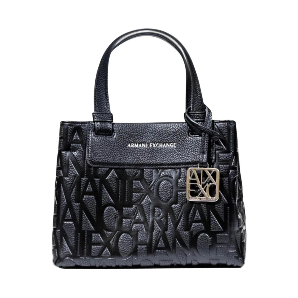 Armani Exchange Black Tote Shopping Bag With Coated Belts - Image 4