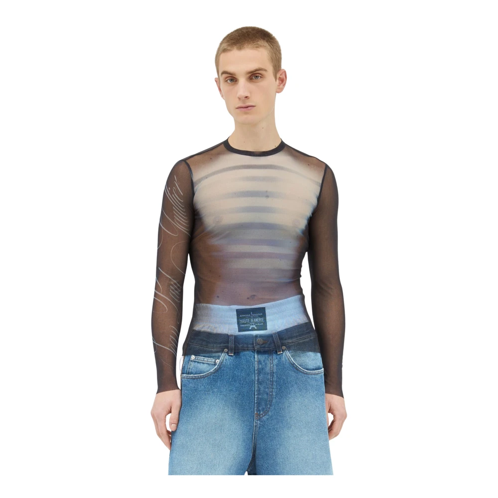 Jean Paul Gaultier Blauwe Topkleding met Unieke Print Blue