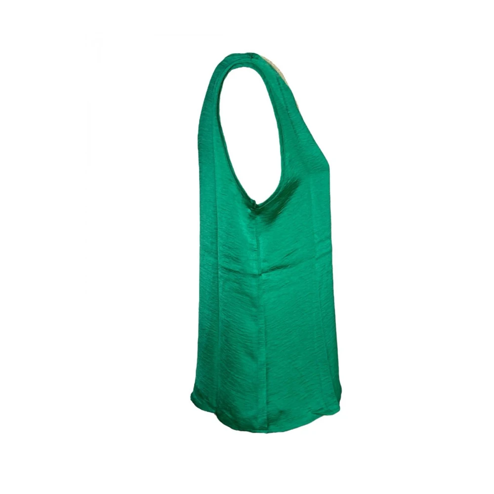 Molly Bracken Groene Polyester Tanktop met Gouden Rand Green Dames