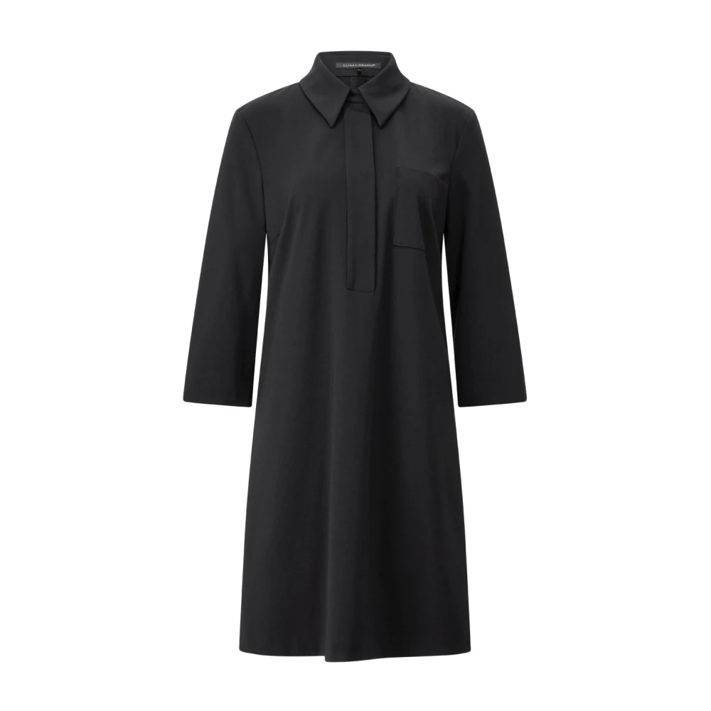 Luisa Cerano Women's Black Midi Dresses, 2XL, Sporty Midi Dress With Polo Collar