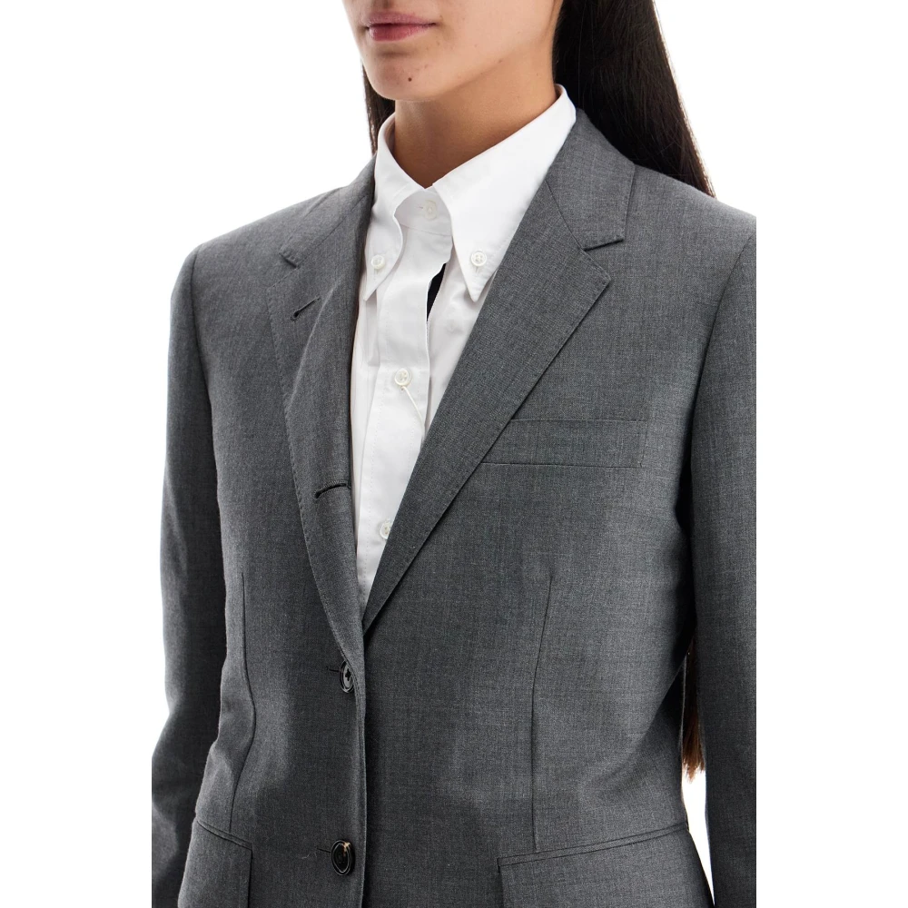 Thom Browne Slim Fit Wollen Twill Jas Gray Dames