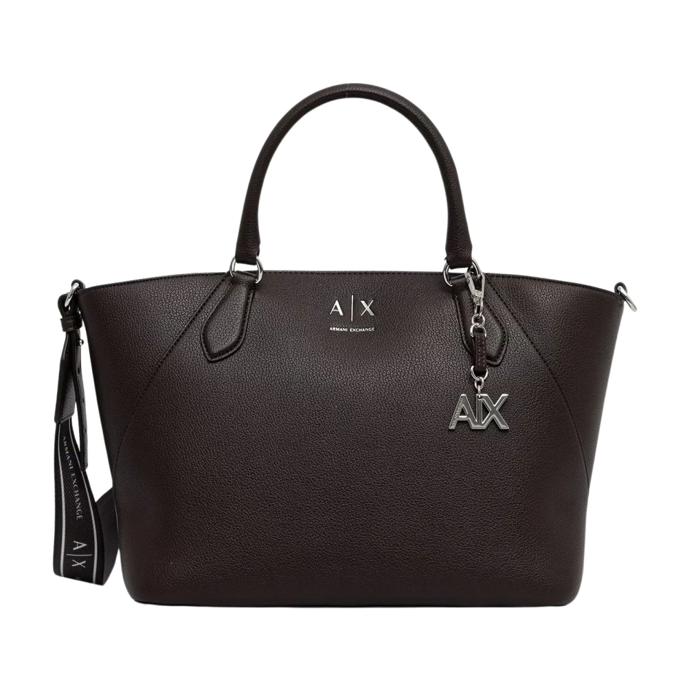 Armani Exchange Donna Marrone Borsa Shopping Con Logo - Immagine 6