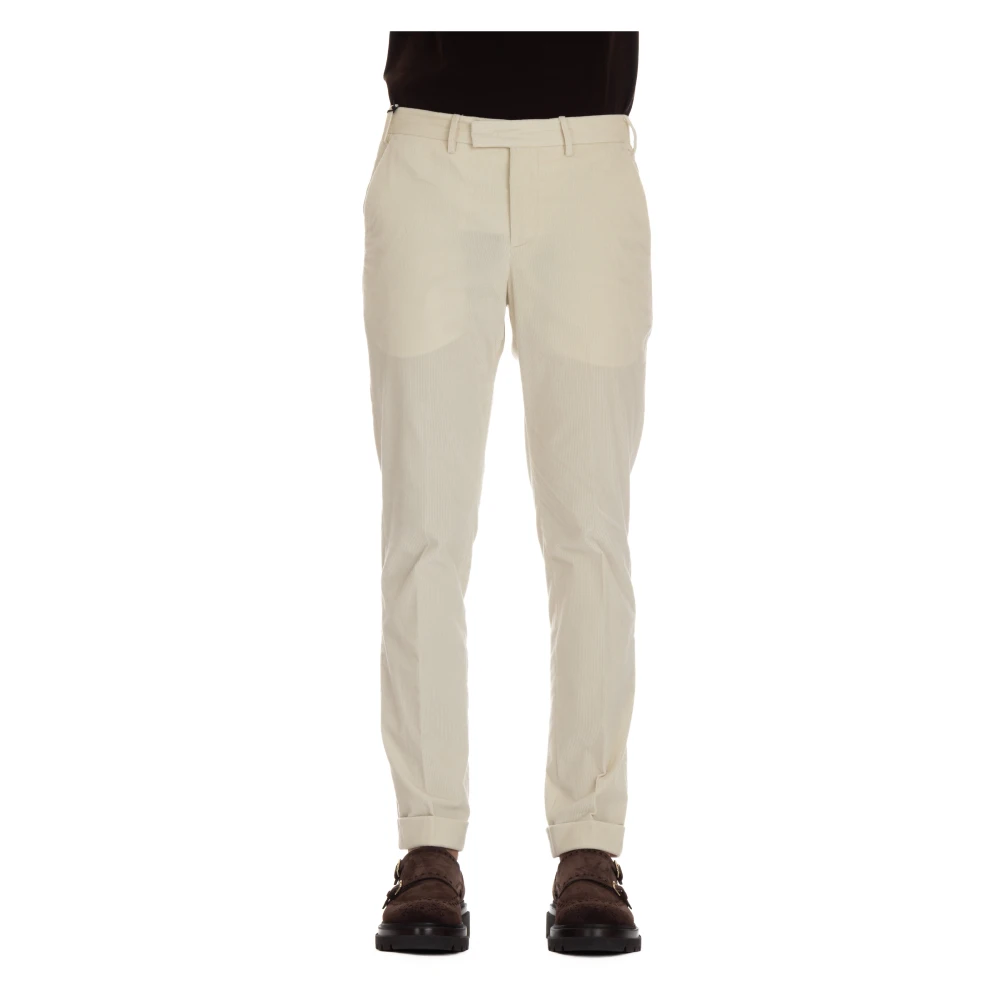 PT Torino Crème Maatwerk Broek Rits Sluiting Beige Heren