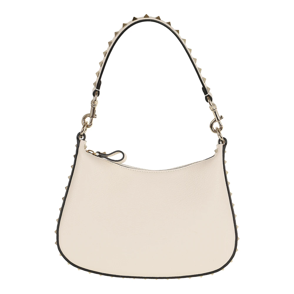 Valentino Garavani Goudkleurige Rockstud Kleine Hobo Tas Beige Dames