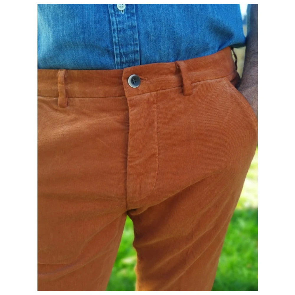 Mason's Slim Fit Fluweel Katoenen Chino Broek Brown Heren