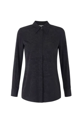 Jacquard Georgette Skjorta med Bokstäver