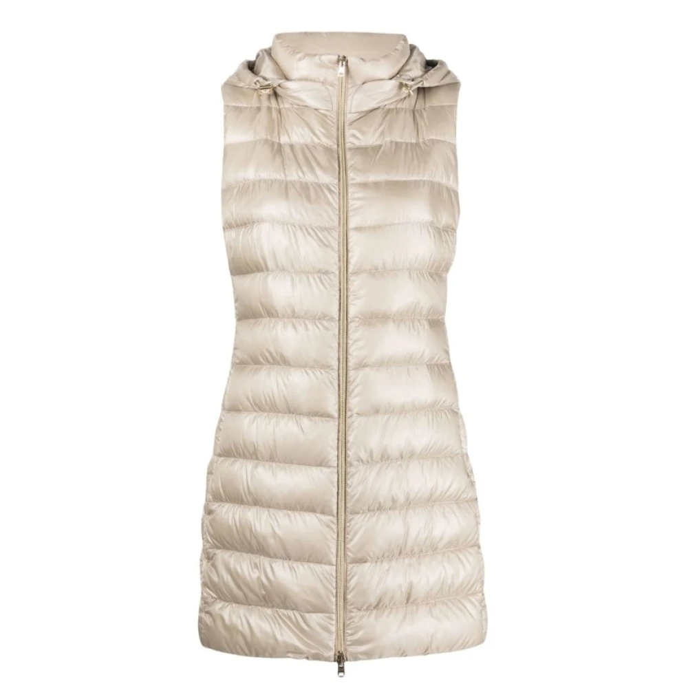 Herno Gewatteerde Beige Vest met Capuchon Beige Dames