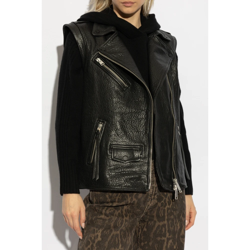 AllSaints Leren Vest Billie Black Dames