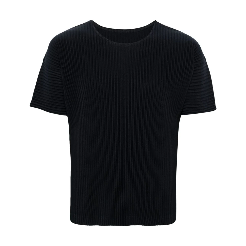 Issey Miyake Navy Blue Geplooide T-shirts en Polo's Blue Heren
