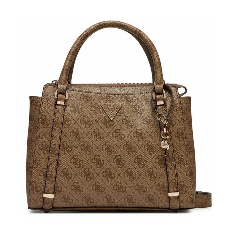 Guess Women's Brown Eco Erica Logo Peony Satchel Bag - Handbags - One Size - Bags