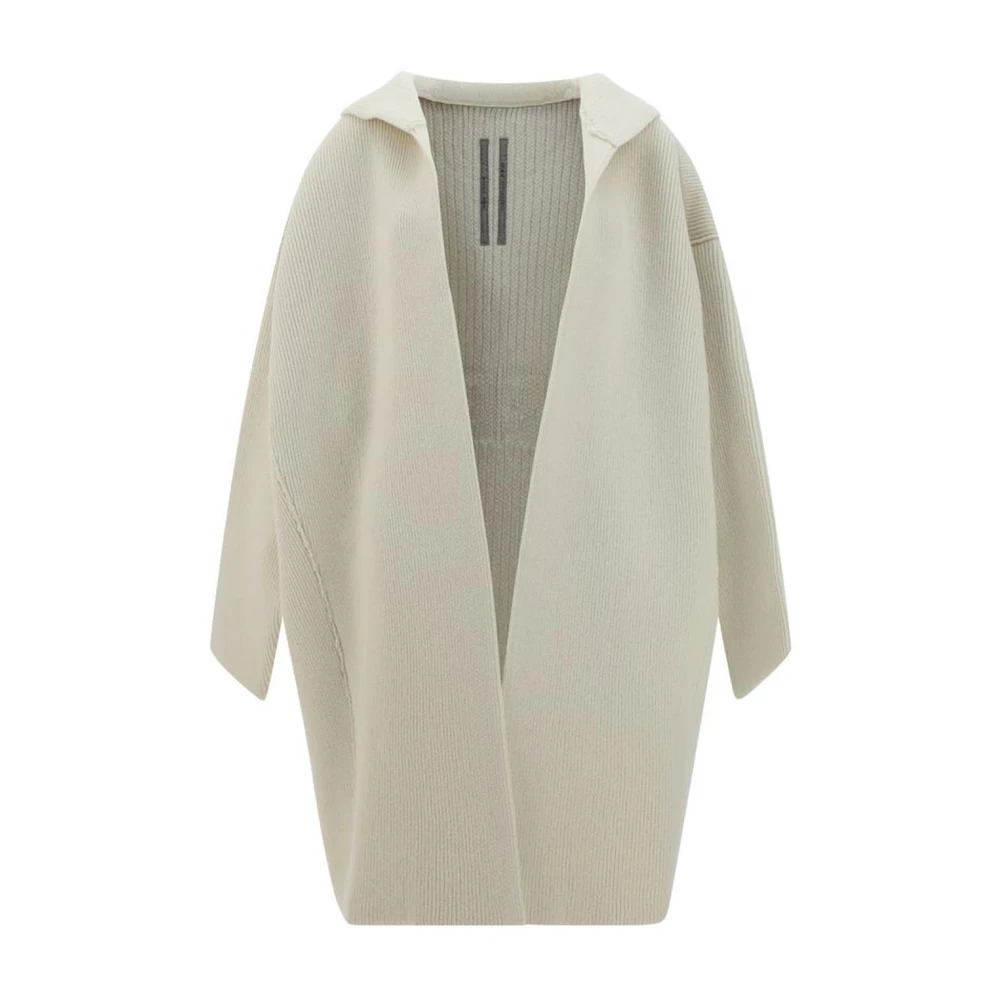 Rick Owens Oversized Hooded Wollen Vest White Dames