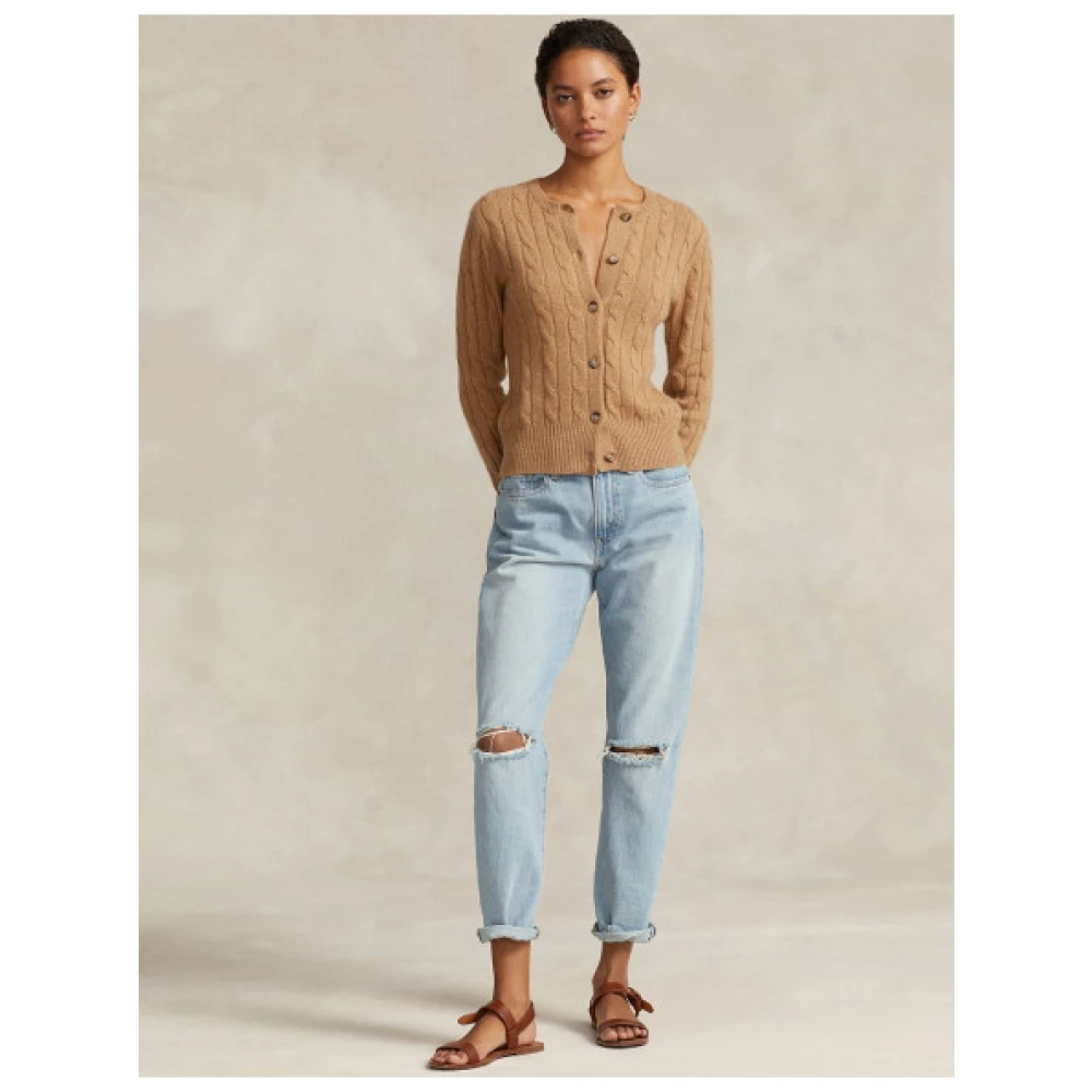 Polo Ralph Lauren Gebreide Kasjmier Cardigan Brown Dames