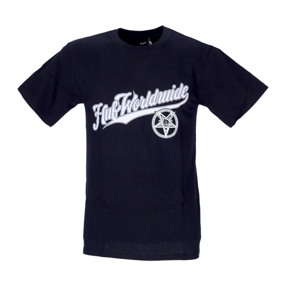 Huf Men's Black Tee With Thrasher Logo