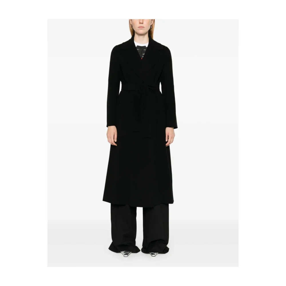 Max Mara Zwarte Wollen Ceintuur Wikkeljas Black Dames