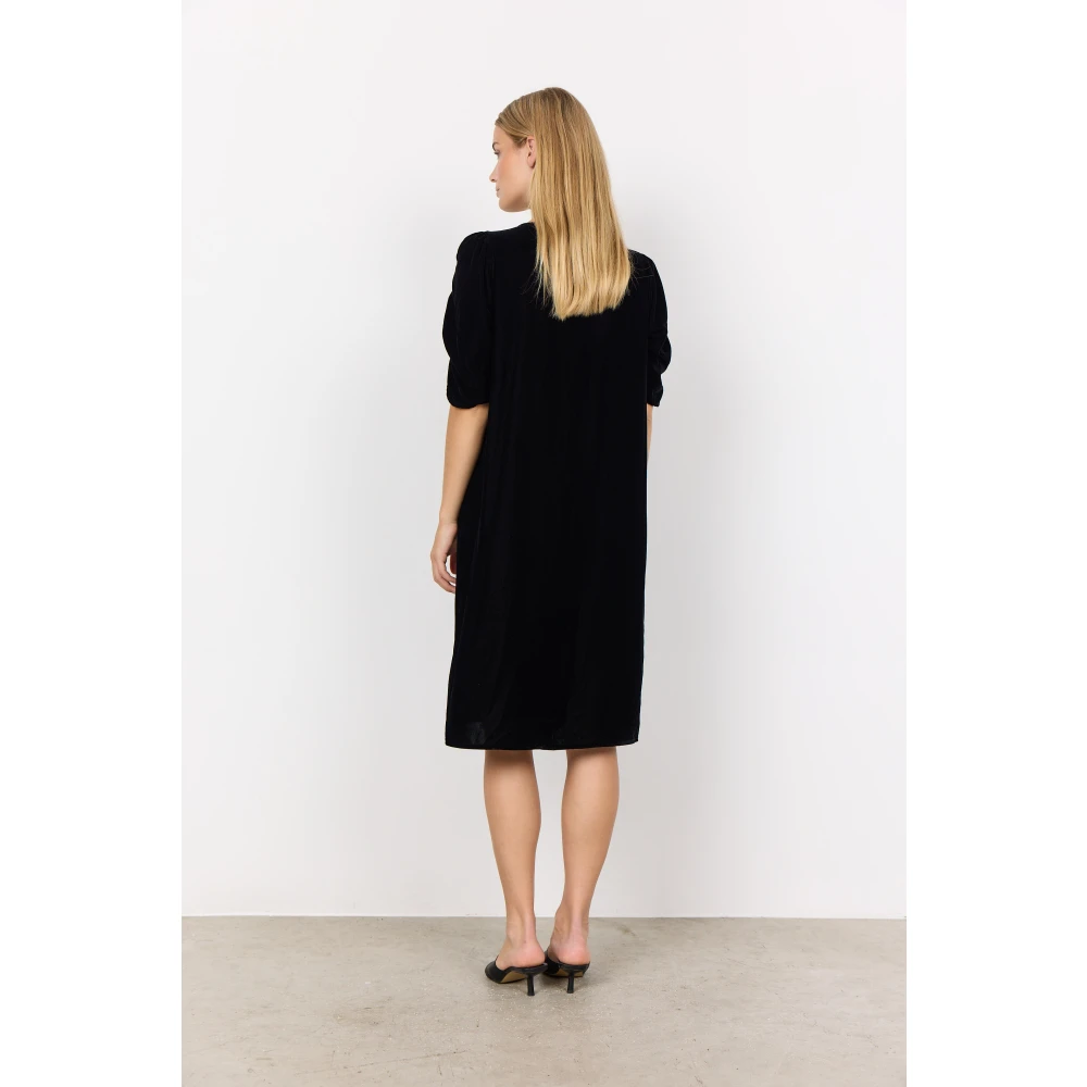 Soyaconcept Feminine V-hals Midi Jurk Black Dames