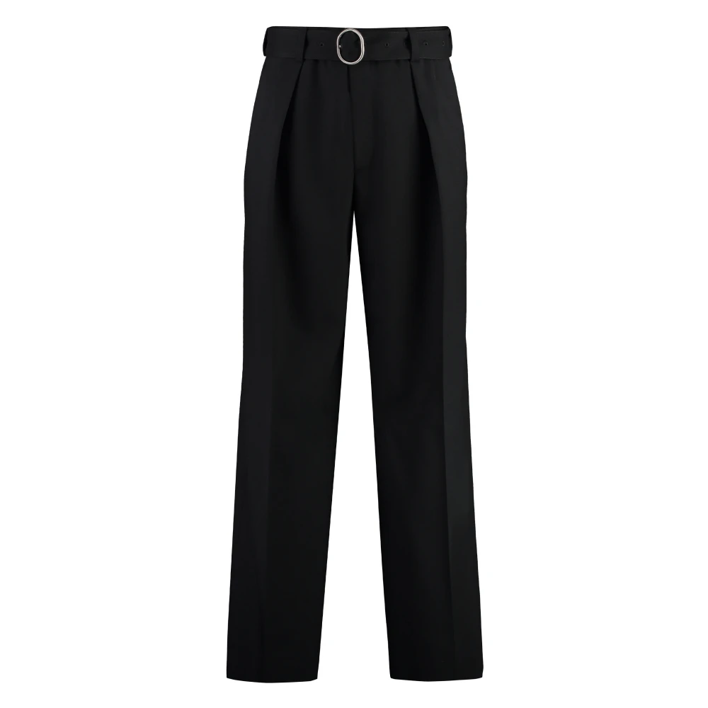 Jil Sander Men's Black Wide Trousers, L, Wool Trousers