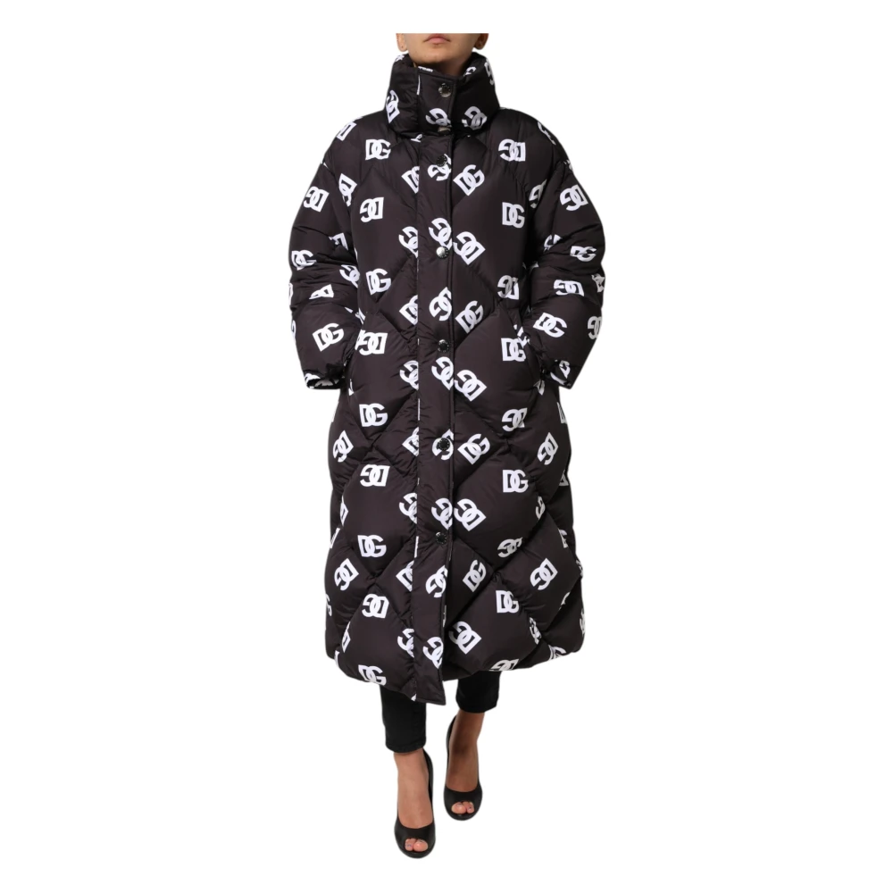 Dolce & Gabbana Women's Black Parkas, S, Puffer Quilted Long Coat Jacket