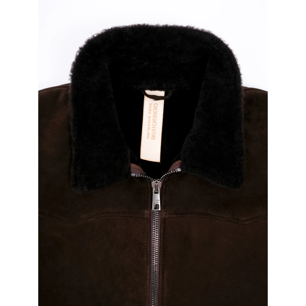 Giorgio Brato Shearling Bomber Jas Brown Heren