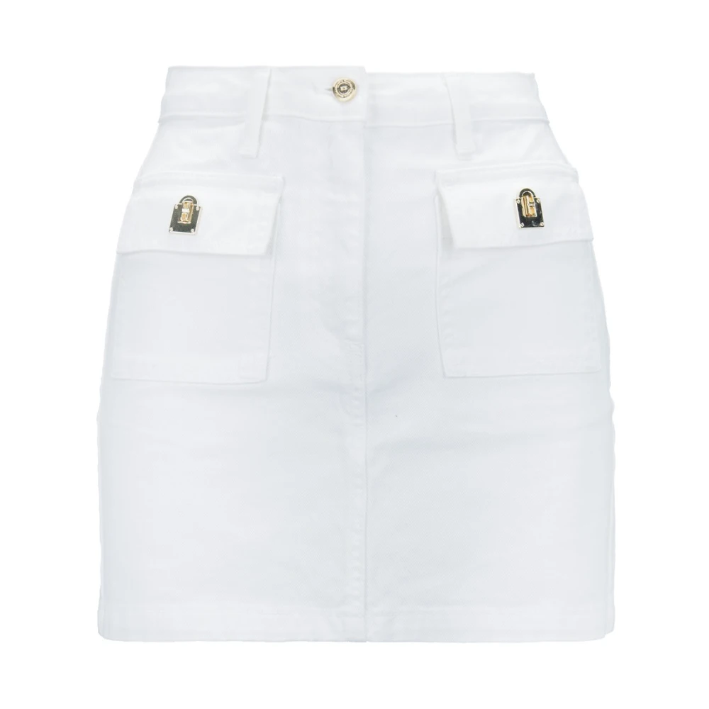 Elisabetta Franchi Denim Minirok met Rits Knoop White Dames