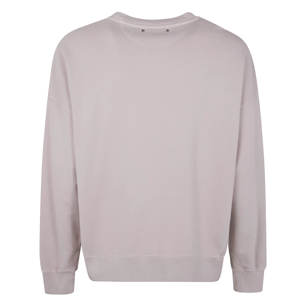 Golden Goose Vintage College Print Crew Neck Sweatshirt Gray Heren