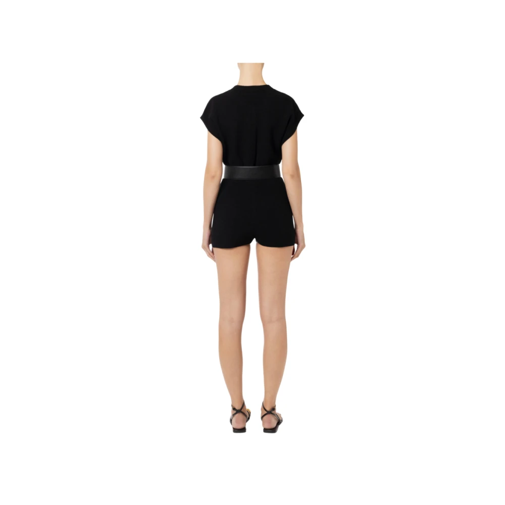 Elisabetta Franchi Zwarte Korte Jumpsuit met Riem Black Dames