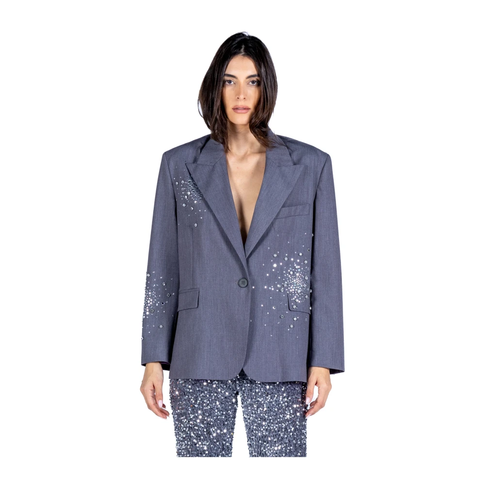 DES Phemmes Rhinestone-versierde grijze blazer Gray Dames