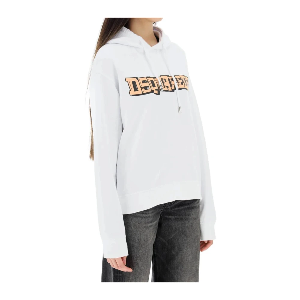 Dsquared2 Gedrukte Logo Hoodie White Heren