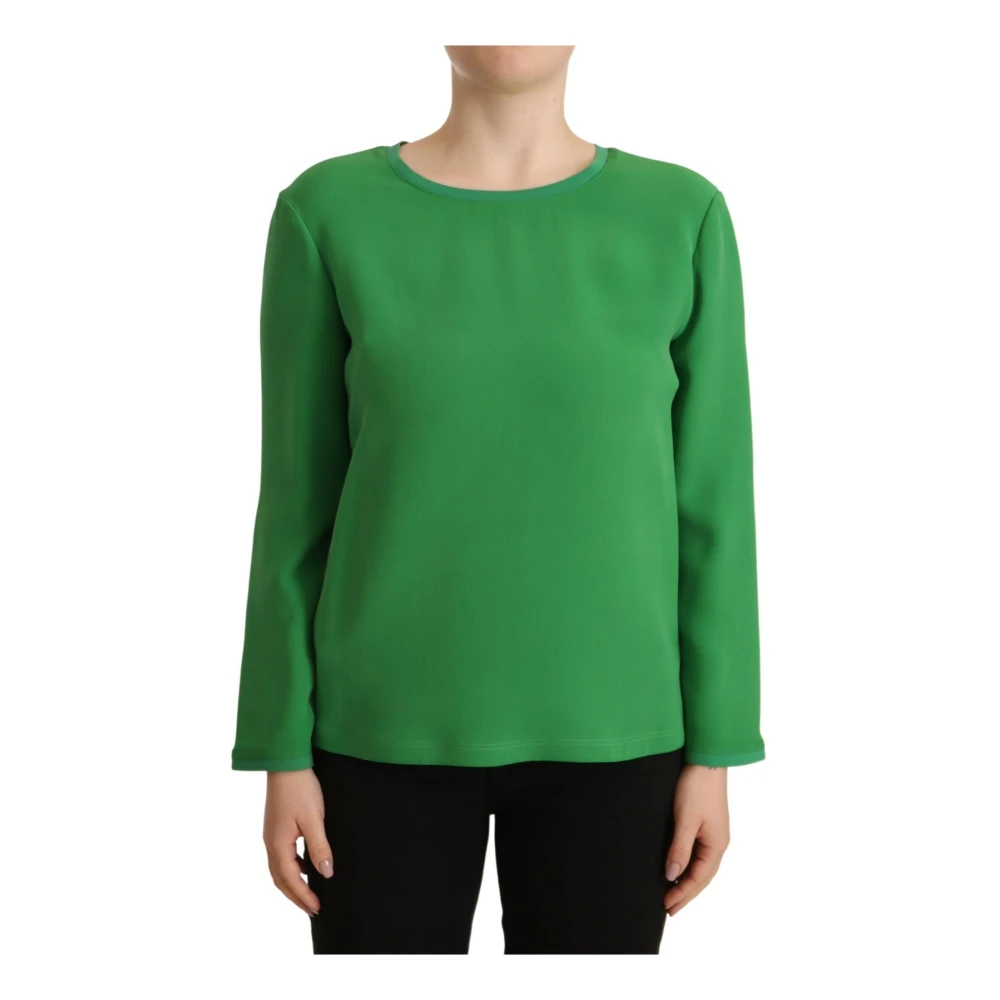 Armani Groene Zijden Trui met Lange Mouwen Green Dames