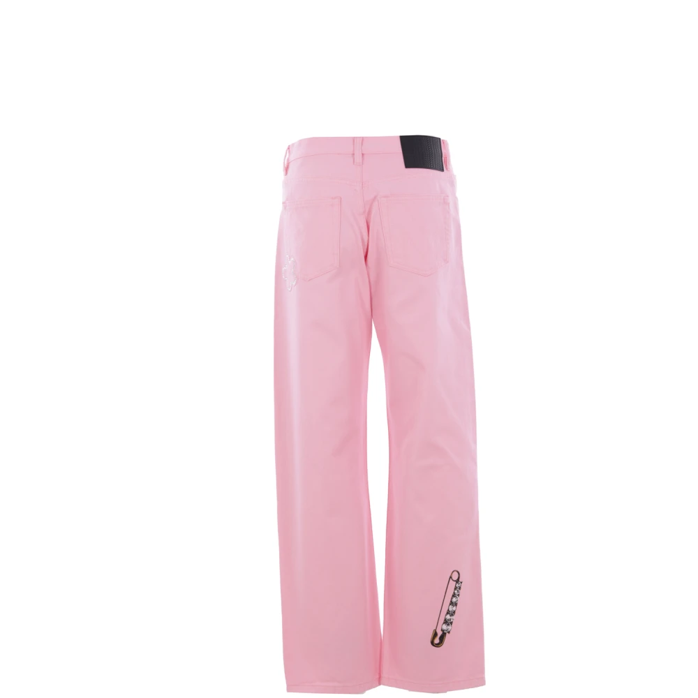 Marc Jacobs Roze Grafische Print Straight Leg Jeans Pink Dames
