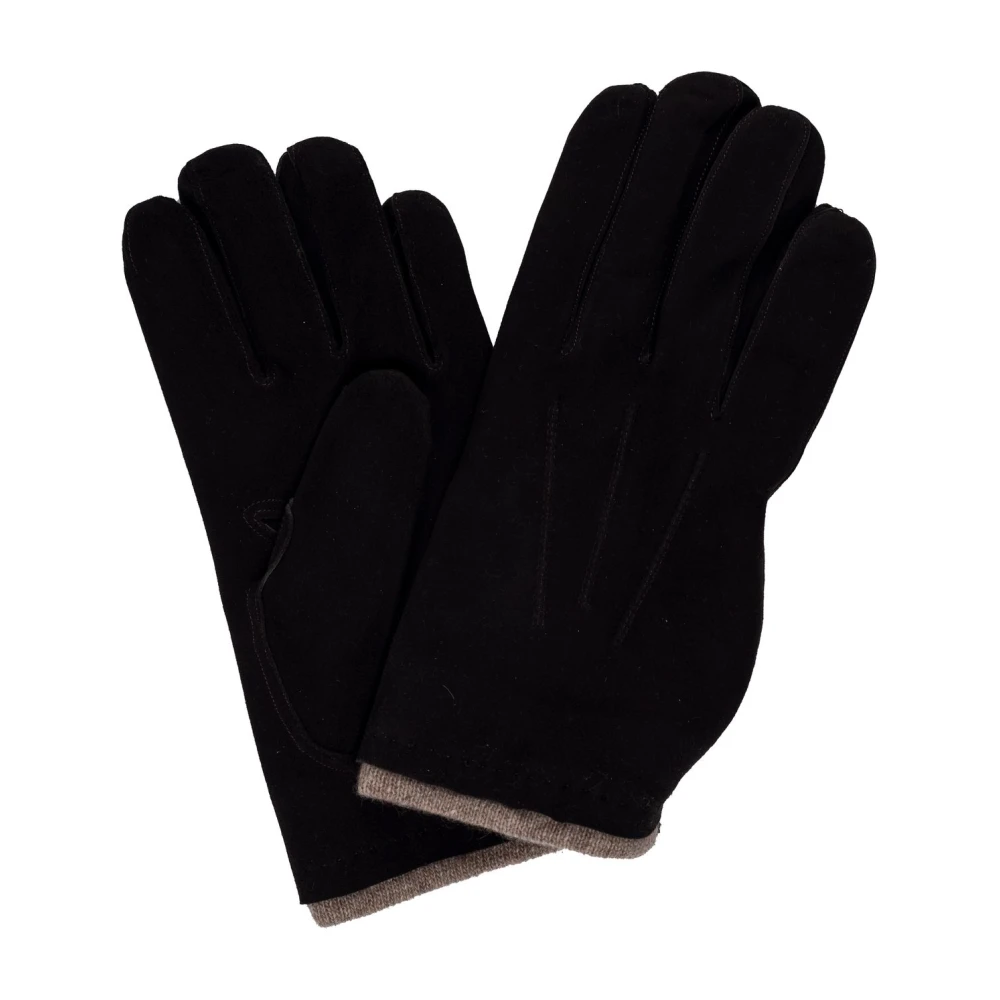 Orciani Heren Suède Leren Handschoenen met Wol en Kasjmier Voering Black Heren