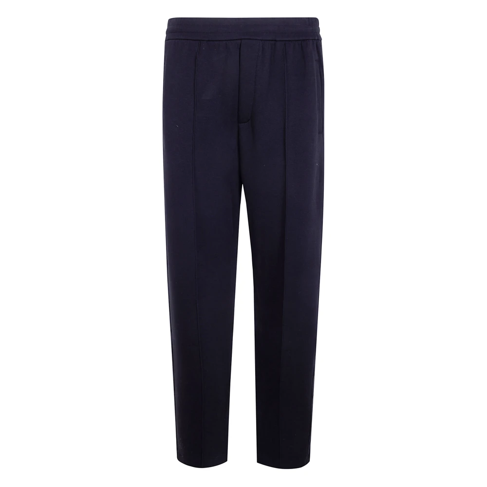 Emporio Armani Mannelijk Zwart Broeken Heren, M, Katoen, Double-Jersey Broek Met Micro Eagle Logo Band