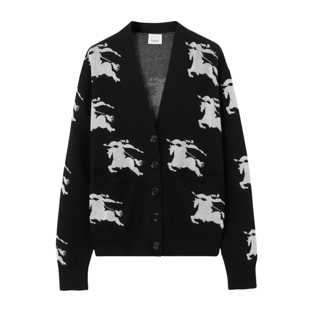 Burberry Women's Black Cardigans,, Knight Jacquard Cardigan Medium