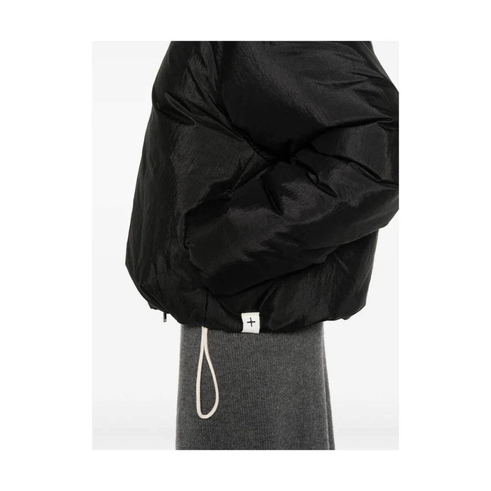 Jil Sander Zwarte Gewatteerde Donsjas Hoge Hals Black Dames