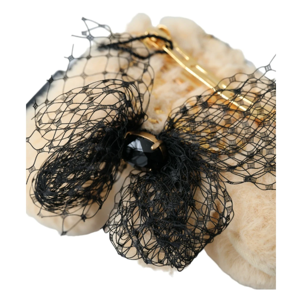 Dolce & Gabbana Beige Teddybr Mesh Net Haarklem Beige Dames