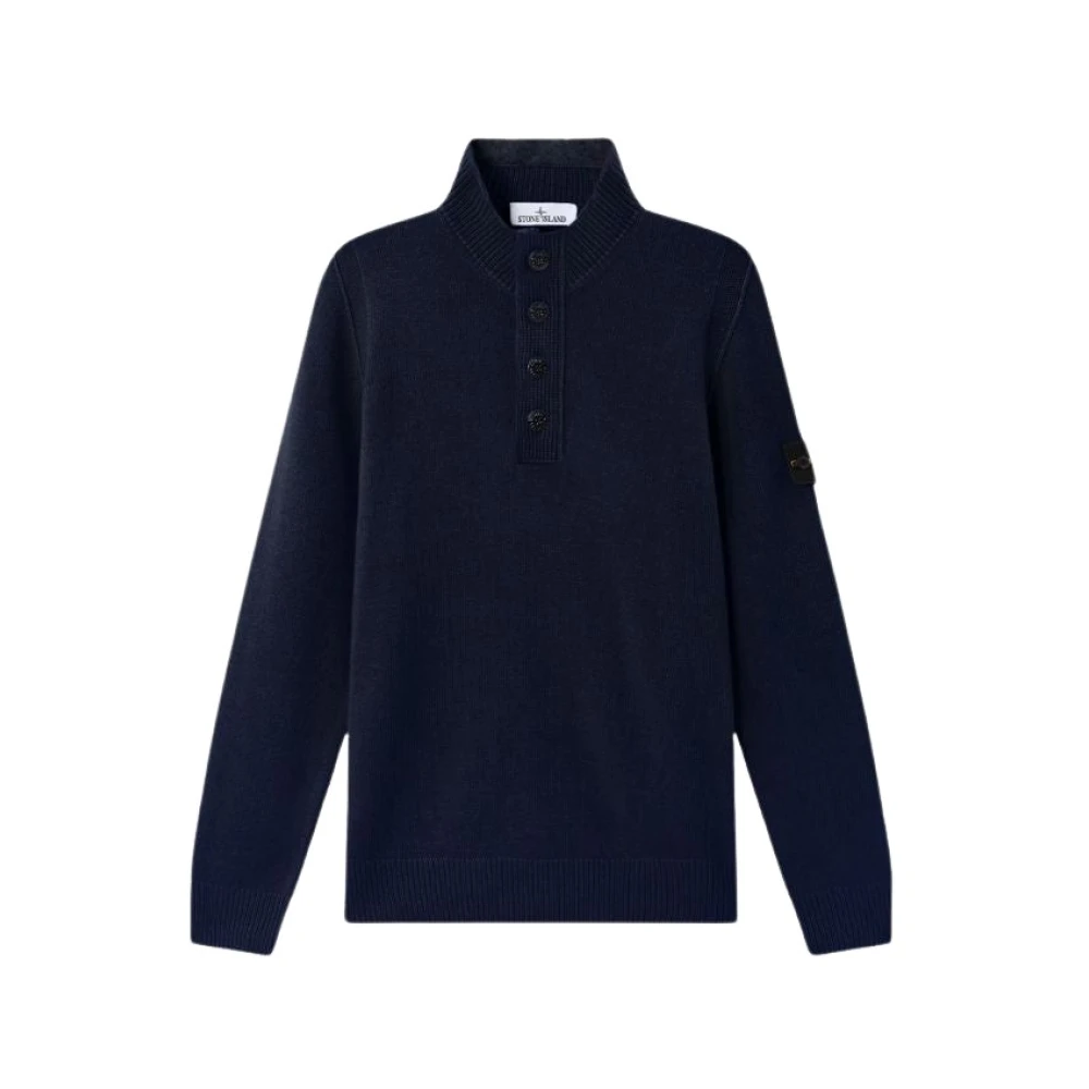 Stone Island Uomo Blu - Maglia Girocollo Con Bottoni - Knitwear - S - Immagine 4