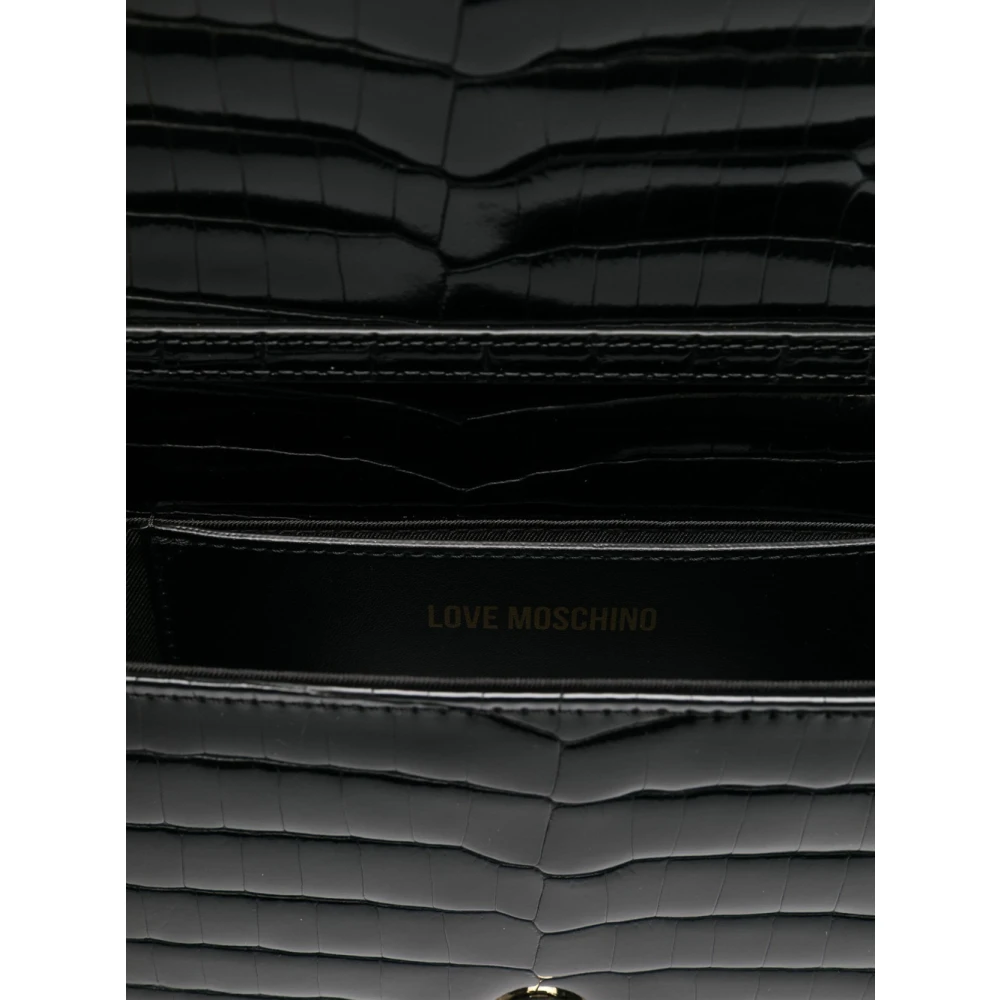Love Moschino Zwarte Krokodil Logo Schoudertas Black Dames