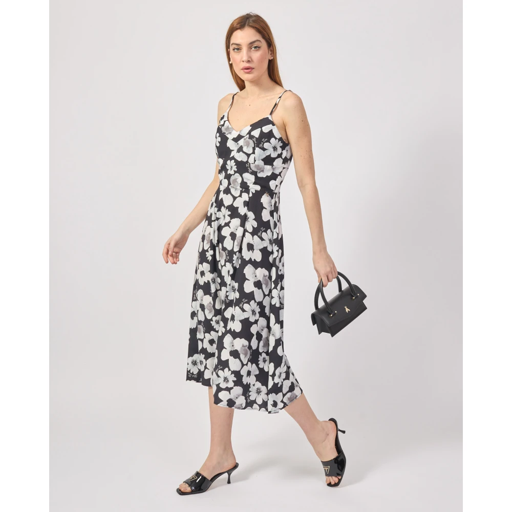 YES ZEE Zwarte Bloemenprint Lange Jurk Black Dames
