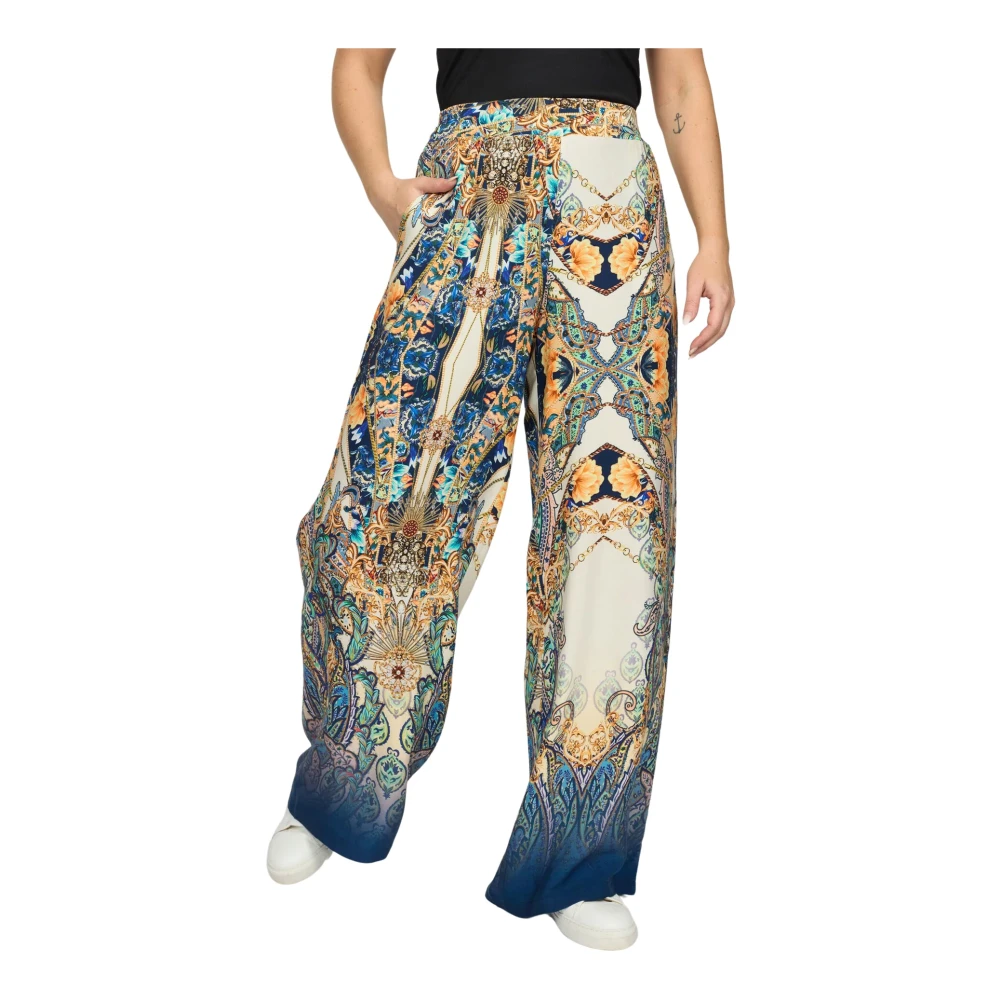 2-Biz Wijde Broek Zomerse Stijl Multicolor Dames