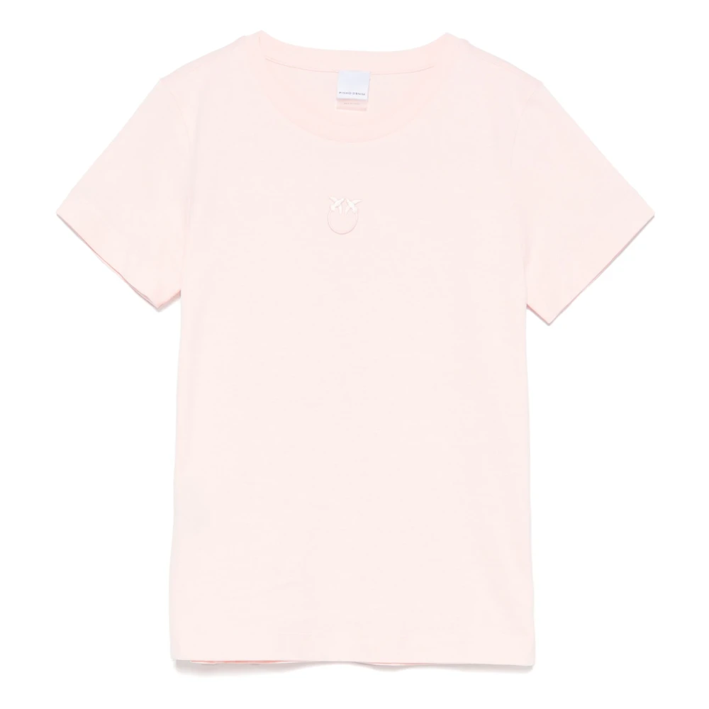 Pinko Love Birds Geborduurd T-shirt Roze Pink Dames