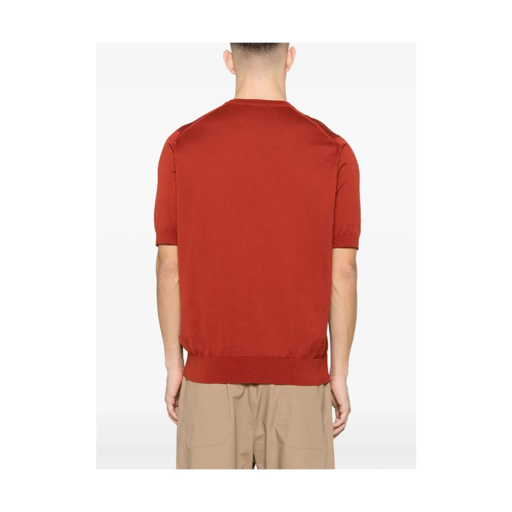John Smedley Rood Crew Neck T-shirt Red Heren