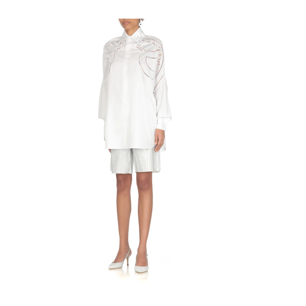 Ermanno Scervino Witte Katoenen Overhemd met Borduursels White Dames