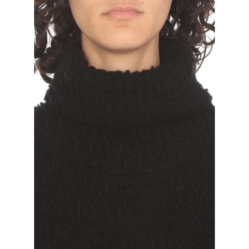 UMA Wang Zwarte Wollen Hoge Hals Trui Black Dames